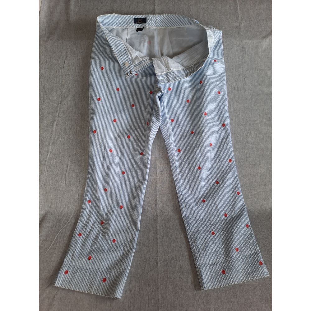 Brooks Brothers 346 Women 12 Stripe Seashell Embroidery Logo Allover Ankle Pants